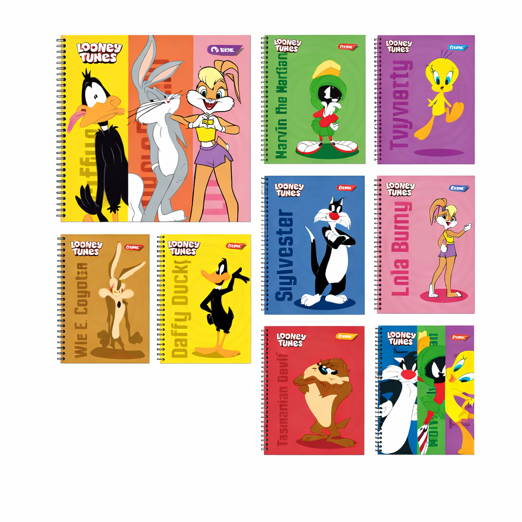 Cuaderno Looney Tunes – Diseños surtidos con espiral (1 unidad)