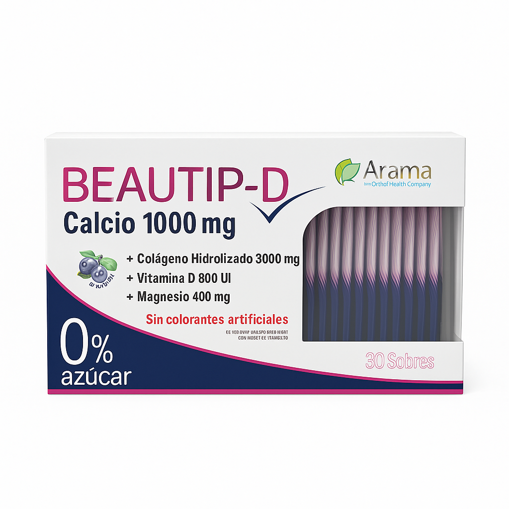 Beautip-D Calcio + Colágeno + Vitamina D + Magnesio – 30 Sobres (Arama)