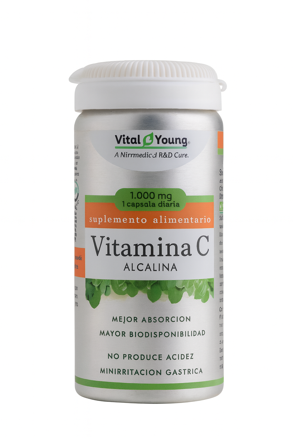 Vital & Young Vitamina C Alcalina 1000 mg – Suplemento Alimenticio (60 cápsulas)