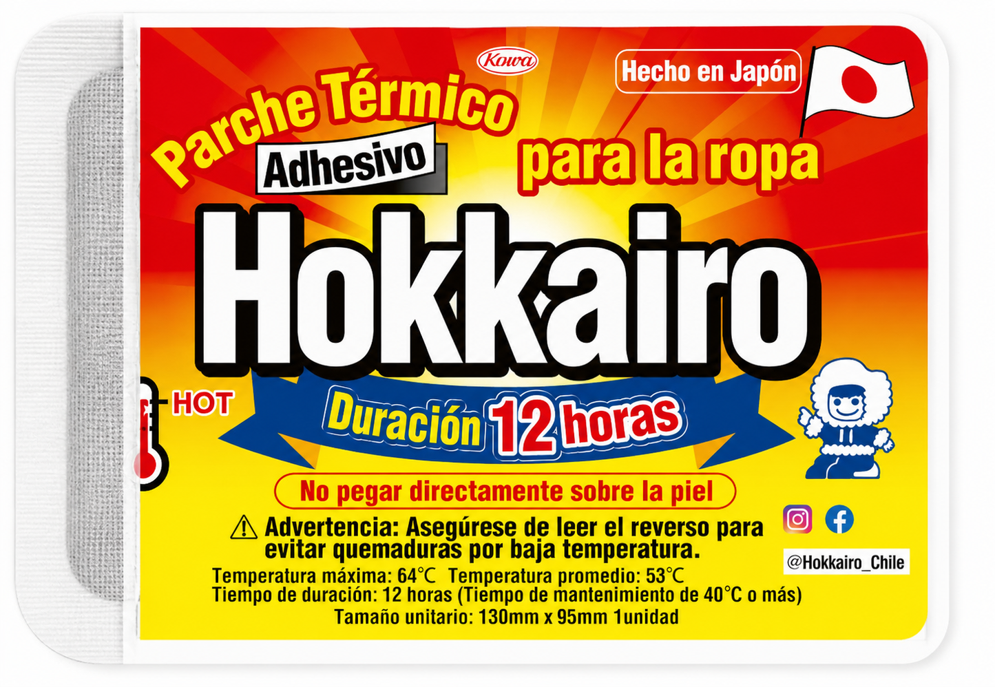 Hokkairo Parche Térmico Adhesivo – Calor para Ropa (12 horas)