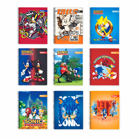 Cuaderno Sonic – Diseños surtidos con espiral (1 unidad)