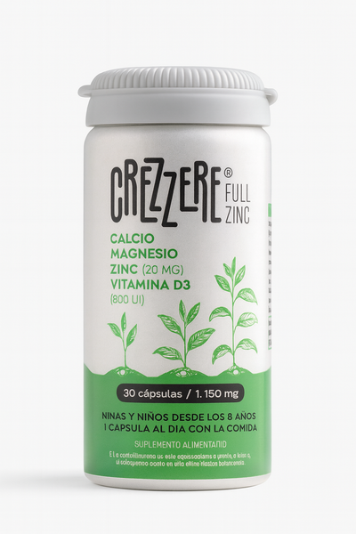 Crezzere Full Zinc - calcio, magnesio, zinc y vitamina D3, 30 cápsulas