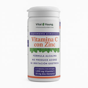 Vital & Young Vitamina C + Zinc Alcalina – Suplemento Alimenticio (60 cápsulas)