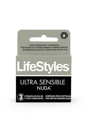 LifeStyles Nuda Ultra Sensible – Preservativos de Látex Lubricados (3 unidades)