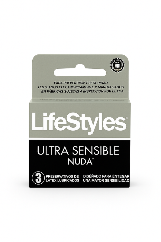 LifeStyles Nuda Ultra Sensible – Preservativos de Látex Lubricados (3 unidades)