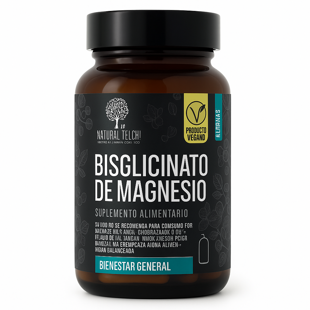 Natural Techi Bisglicinato de Magnesio 500 mg – Suplemento Alimenticio (90 cápsulas)