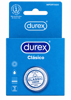 Durex Preservativo Clásico – Pack 3 Unidades (Lubricados)